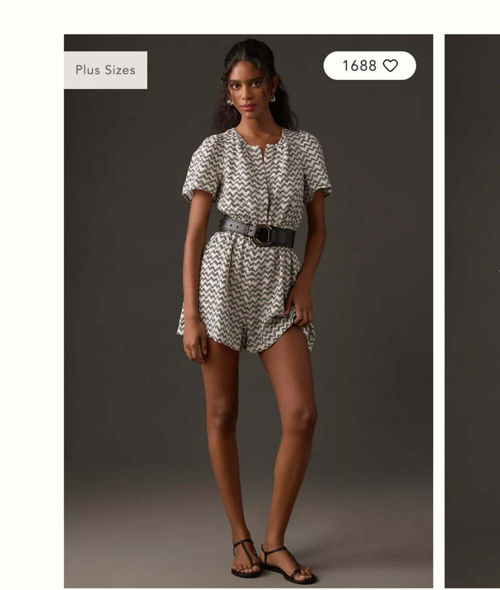 Anthropologie Somerset Romper Womens Small Chevron Short Sleeve Elastic Waist